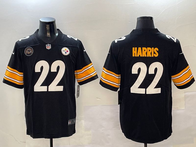 Men Pittsburgh Steelers #22 Harris Black Second generation 2024 Nike Limited NFL Jersey style 0104